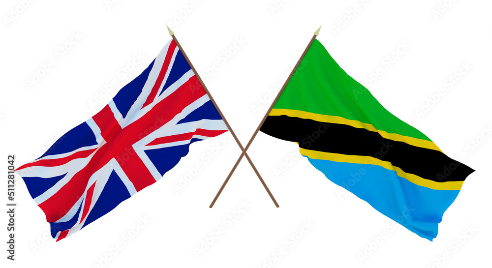 Background for designers, illustrators. National Independence Day. Flags The United Kingdom of Great Britain and Northern Ireland and Tanzania Background for designers, illustrators. National Independence Day. Flags The United Kingdom of Great Britain and Northern Ireland and Tanzania