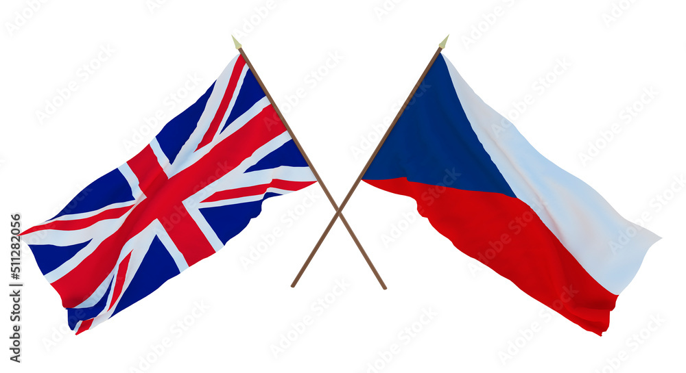Background for designers, illustrators. National Independence Day. Flags The United Kingdom of Great Britain and Northern Ireland and Czech Republic Background for designers, illustrators. National Independence Day. Flags The United Kingdom of Great Britain and Northern Ireland and Czech Republic