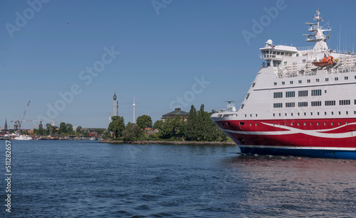 Cruise ship arrives from the tour to Finland a sunny summer day in Stockholm   © Hans Baath