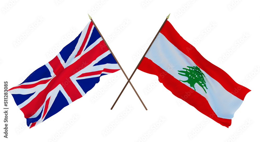 Background for designers, illustrators. National Independence Day. Flags The United Kingdom of Great Britain and Northern Ireland and Lebanon Background for designers, illustrators. National Independence Day. Flags The United Kingdom of Great Britain and Northern Ireland and Lebanon