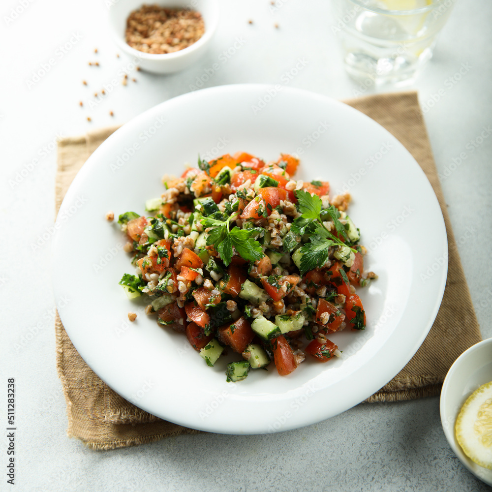 Healthy buckwheat salad with vegetables Healthy buckwheat salad with vegetables