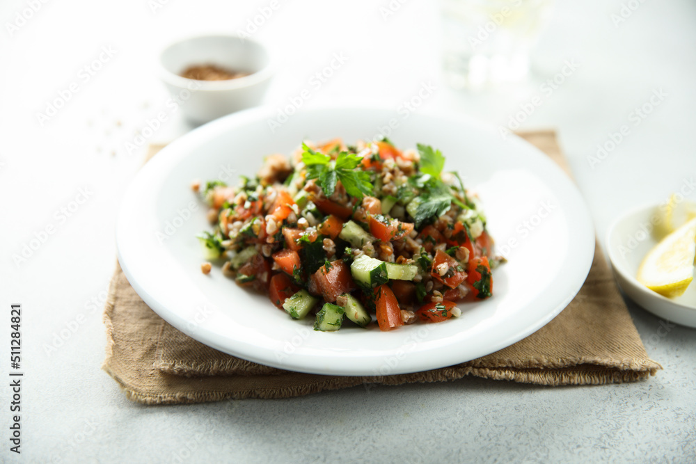 Healthy buckwheat salad with vegetables Healthy buckwheat salad with vegetables