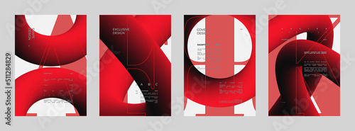 Abstract set Placards, Posters, Flyers, and Banner Designs. Vertical A4 format. Strict and discreet brochure. Type and 3D shapes