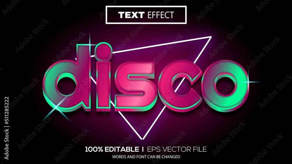 Fototapeta 3d editable text effect disco theme premium vector