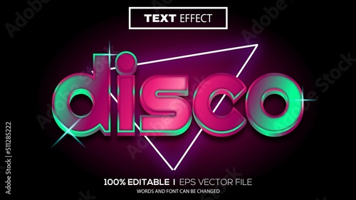 3d editable text effect disco theme premium vector