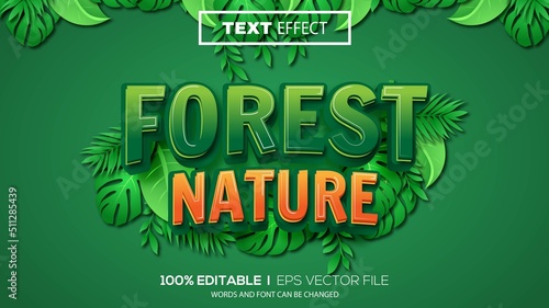 3d editable text effect forest theme premium vector