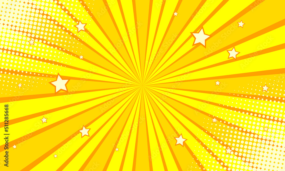 Fototapeta premium Comic cartoon yellow burst background