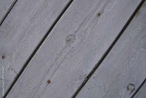 background old gray wood with shabby paint, with gaps between boards, knots. Weathered and faded natural wood with lines of boards, with space for text 