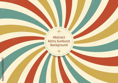 Abstract retro curve sunburst background, retro colorful style of curve line 