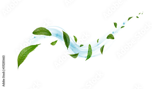 Green Floating Leaves Flying Leaves Green Leaf Dancing, Air Purifier Atmosphere Simple Main Picture.