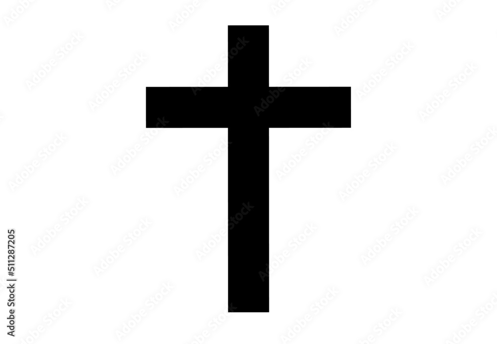 silhouette of christian cross isolated on white background