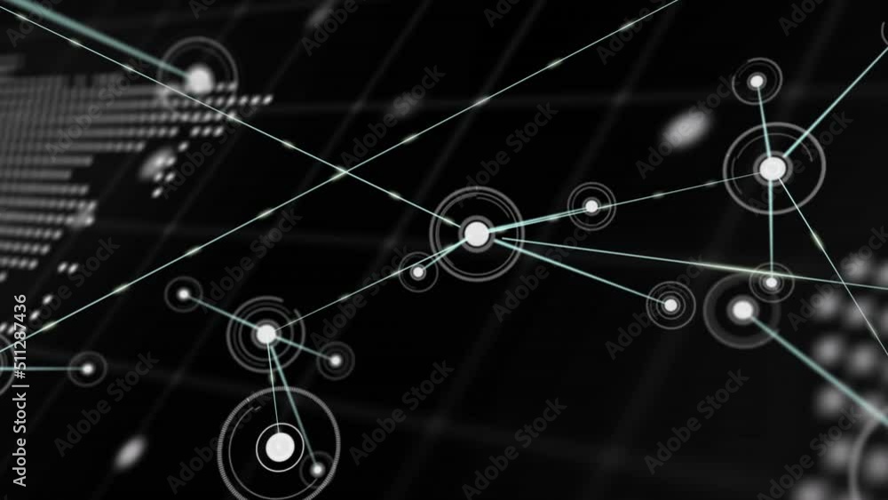 Animation of network of connections and data processing over world map Animation of network of connections and data processing over world map