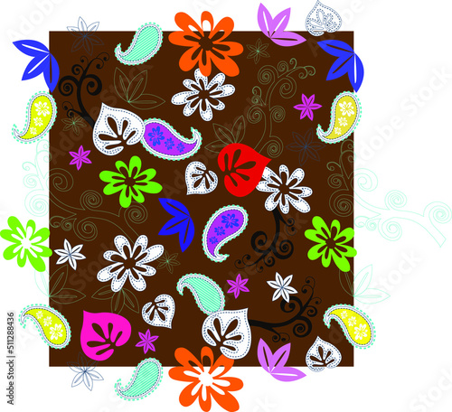 metered patterns suitable for textile consisting of flowers and paisley