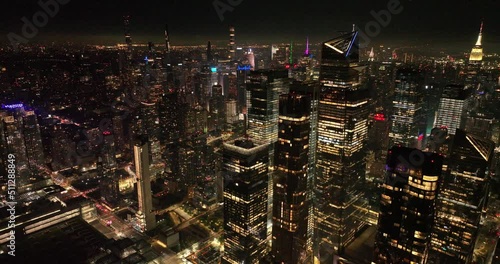 Glamorous shining panorama of outstanding New York. Impressive scenery of never sleeping metropolis at night.