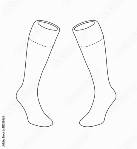 Sportswear Soccer Socks Editable Sketch Illustration Vector Graphic, Digital Cloths Socks Graphic Design