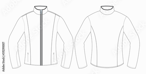 Mens Wear Editable Vector, Outer Wear Softshell Jacket Sketch Illustration, Digital Cloths Long Sleeve Apparel, Street Wear Vector photo