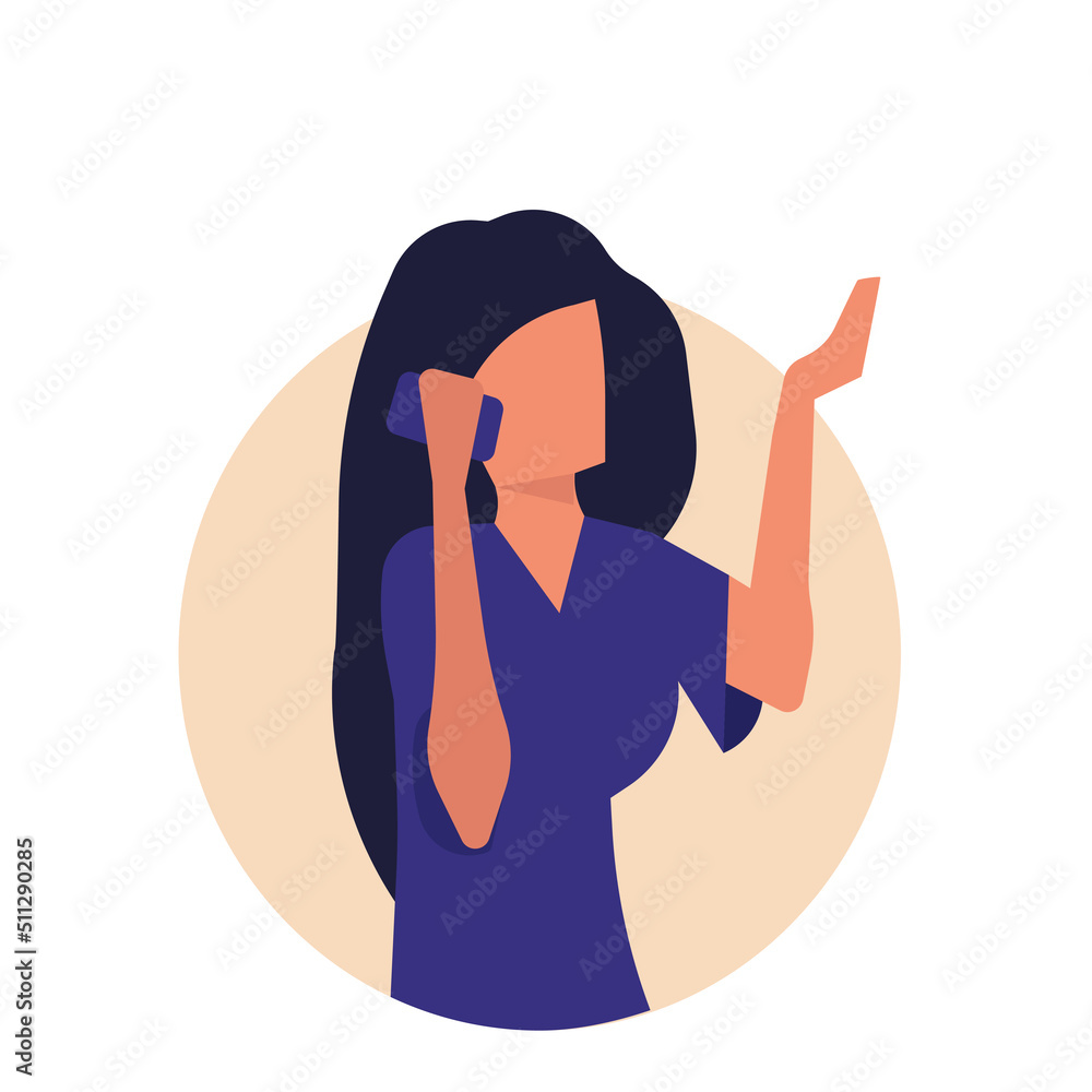 Woman with phone vector illustration technology icon. Business mobile and communication character female. Businesswoman call on device and talking network. Work cellphone and happy conversation human Woman with phone vector illustration technology icon. Business mobile and communication character female. Businesswoman call on device and talking network. Work cellphone and happy conversation human