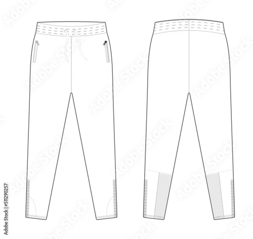 Track Pant Sketch Illustration, Tracksuit Trouser Skinny Pant Editable Vector, Street Wear Vector, Sportswear