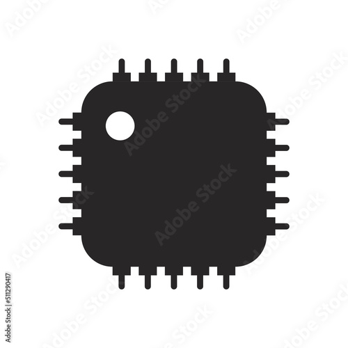 Cpu chip technology vector digital electronic. Computer processor illustration board icon and communication tech hardware. Microchip motherboard engineering datum and symbol pc core equipment device