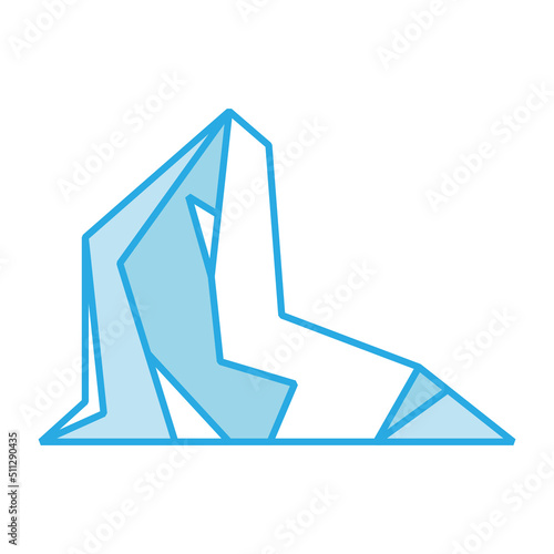 Iceberg vector icon and blue illustration underwater sea. Nature deep ocean and polar antarctic cold. Arctic freeze mountain glacier symbol and frozen berg design. Abstract under north landscape