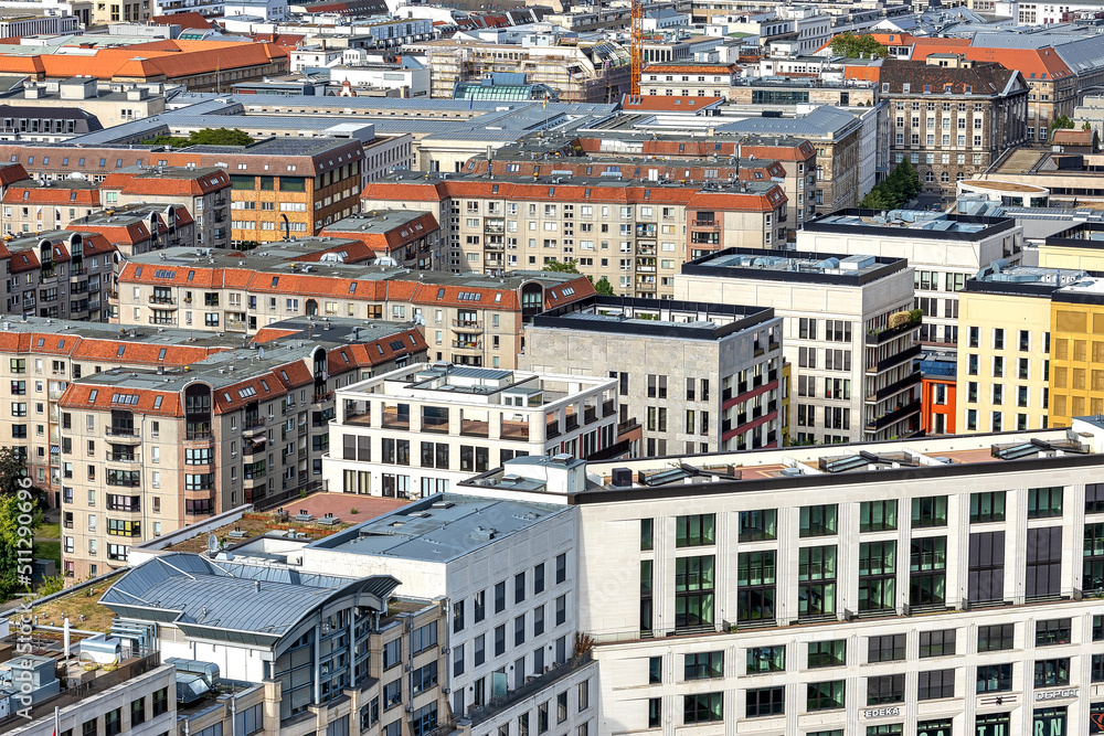 Aerial view to architecture in central part of Berlin, Germany