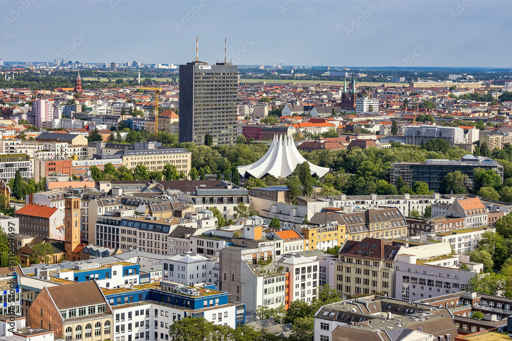 Aerial view to architecture in central part of Berlin, Germany
