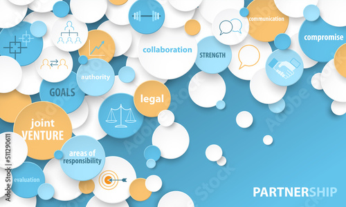 PARTNERSHIP colorful vector business concept on dark blue background