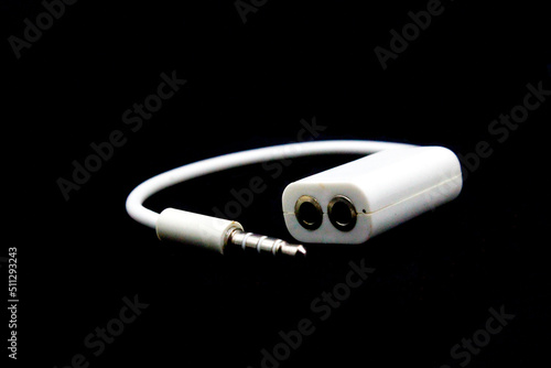 A picture of audio Jack Splitter with selective focus