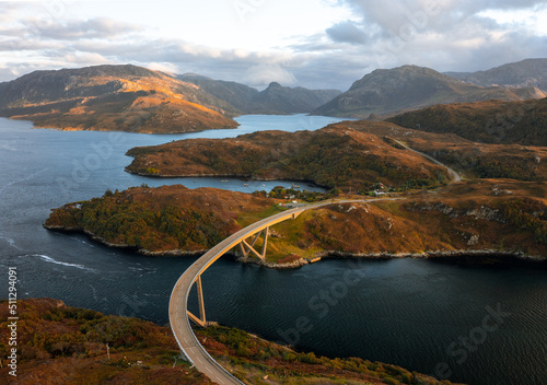 North Coast 500 Bridge, Kylesku Bridge road trip and gorgeous Scenery in Scotland. Scottish highlands photo