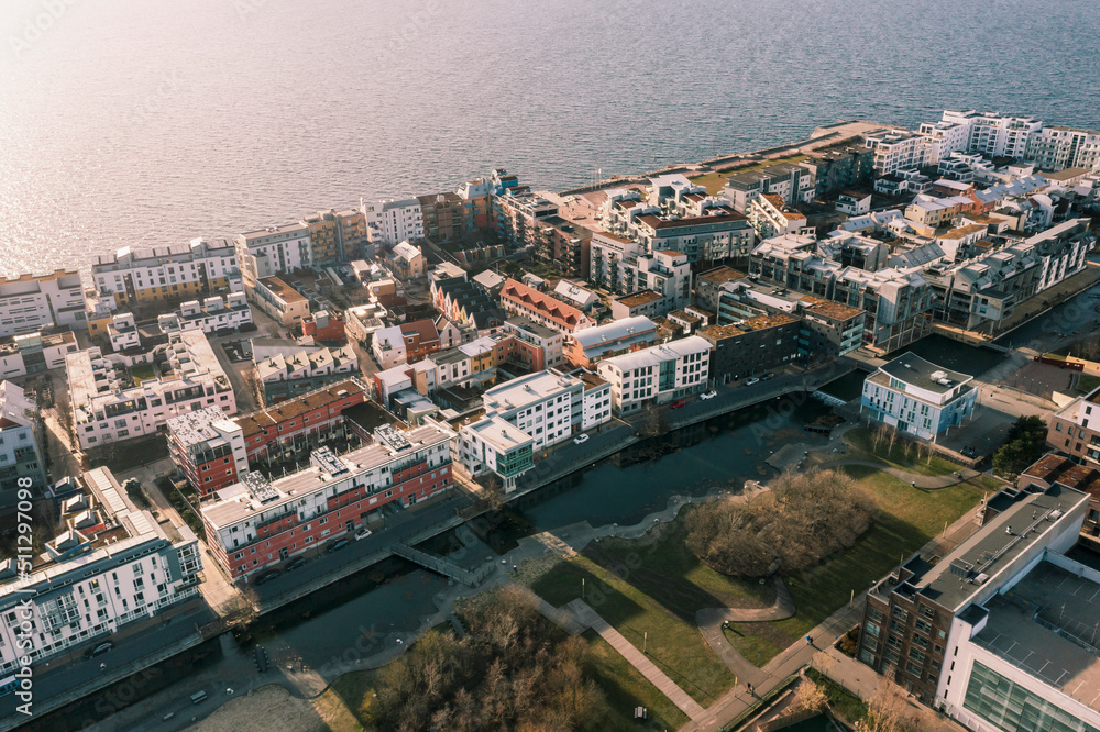 Aerial view of residential buildings on sea coast Aerial view of residential buildings on sea coast
