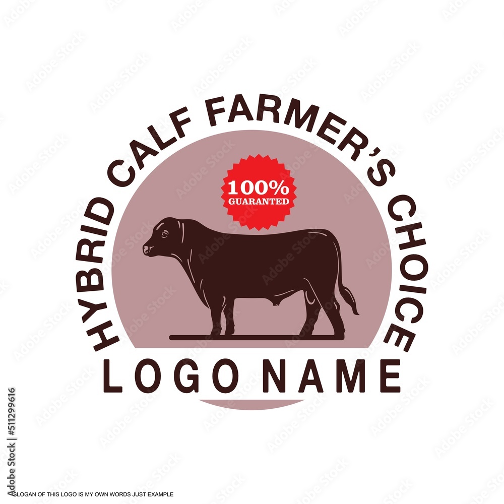 hybrig calf logo, silhouette of great young bull standing, vector illustrations hybrig calf logo, silhouette of great young bull standing, vector illustrations