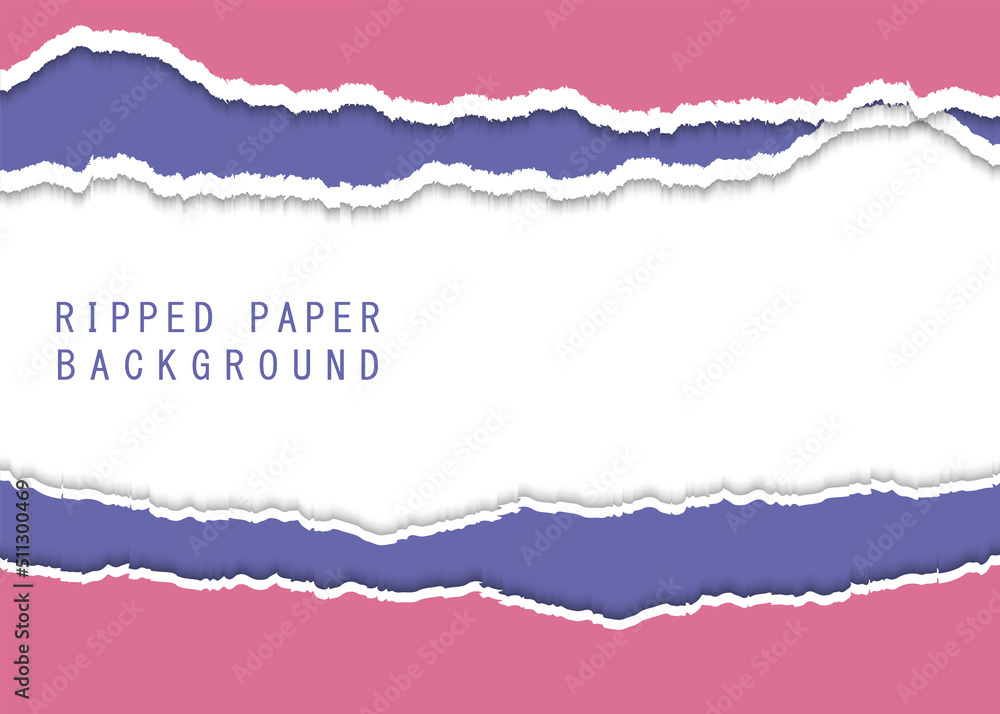 Ripped, torn piece of colorful papers with place of text. Ripped color paper on white background. Torn paper. Vector illustration.