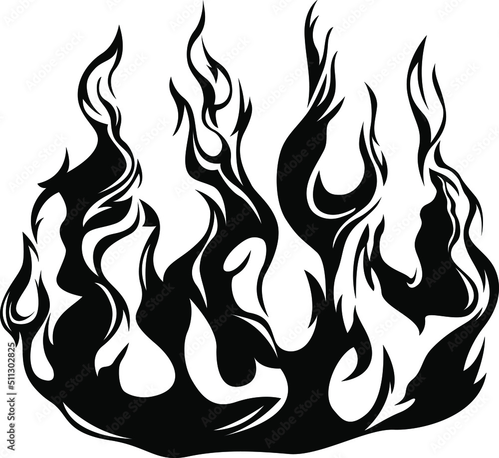 Fire flames isolated on white background. Tribal tattoo design. Fire flames isolated on white background. Tribal tattoo design.
