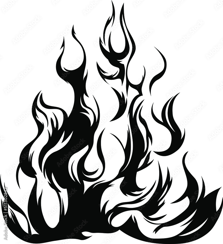 Fire flames isolated on white background. Tribal tattoo design. Fire flames isolated on white background. Tribal tattoo design.
