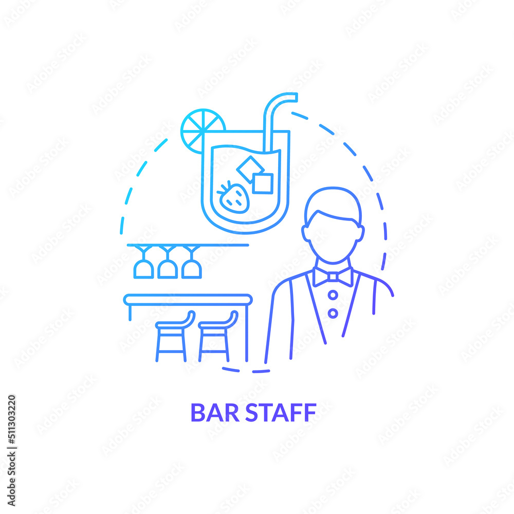 Bar staff blue gradient concept icon. Hiring restaurant employees