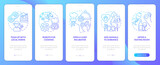 Successful restaurant ideas blue gradient onboarding mobile app screen. Walkthrough 5 steps graphic instructions with linear concepts. UI, UX, GUI template. Myriad Pro-Bold, Regular fonts used