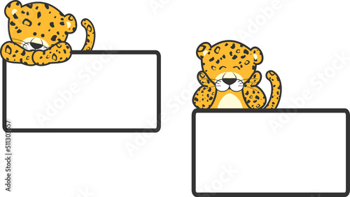 baby leopard cartoon billboard pack copy space illustration in vector format