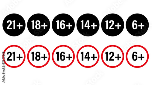 age limit, restriction icon vector symbol. eighteen plus sign. internet xxx erotica, alcohol control isolated on white background