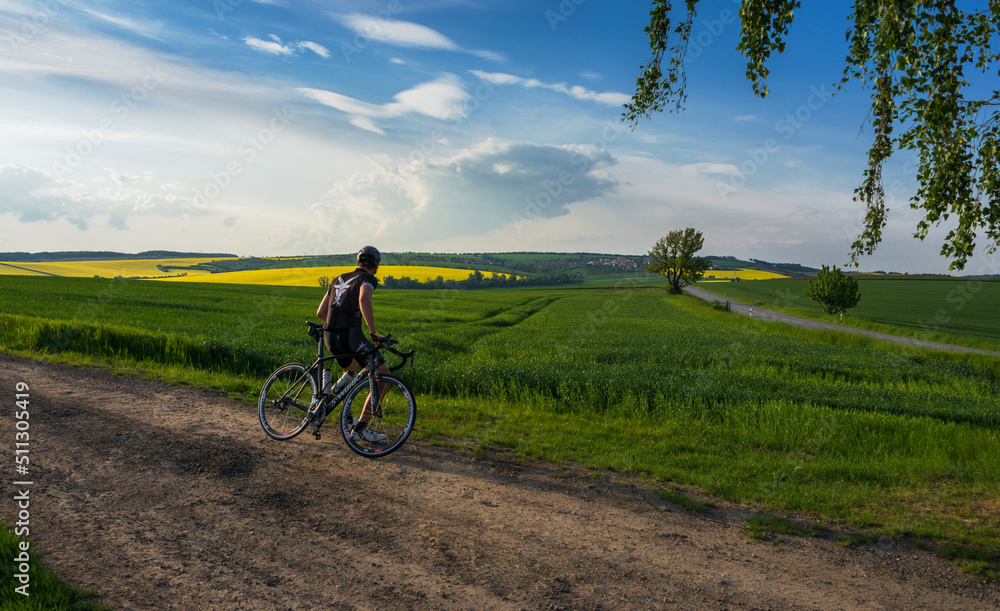 Cycling in South Moravia landscape and farmland