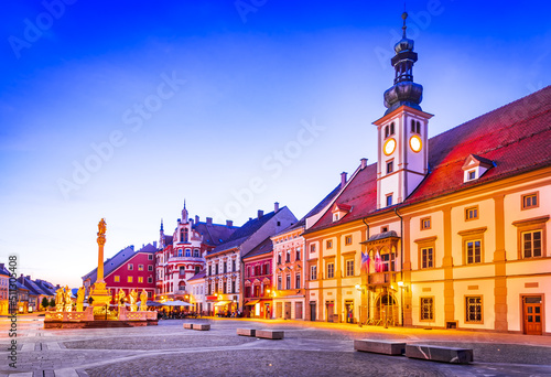 Maribor, Slovenia. Old town Plague Column in Main Square