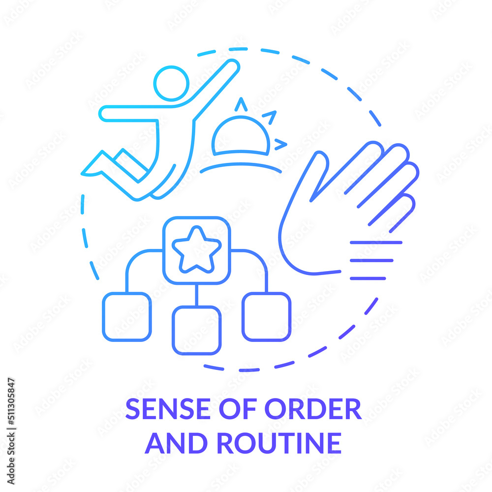 Sense of order and routine blue gradient concept icon. Daily activities. Learning environment abstract idea thin line illustration. Isolated outline drawing. Myriad Pro-Bold fonts used