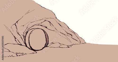 Tthe tomb of Christ . Vector drawing