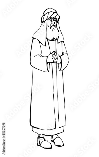 Old Pharisee Priest. Vector drawing
