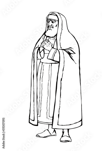 Old Pharisee Priest. Vector drawing