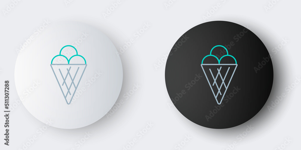 Line Ice cream in waffle cone icon isolated on grey background. Sweet symbol. Colorful outline concept. Vector Line Ice cream in waffle cone icon isolated on grey background. Sweet symbol. Colorful outline concept. Vector