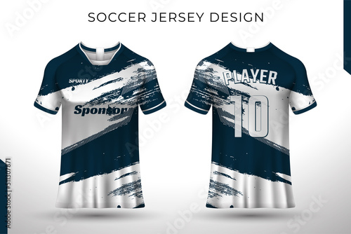 Front back tshirt design. Sports design for football, racing, cycling, gaming jersey vector.