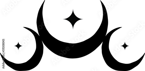 Moon Sun lunar solar Black Celestial vector icons. Magic occult witchcraft art.
