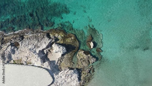 Aerial views from Moraira's coast. Drone video in Moraira, White Coast, Alicante, Spain. Les platgetes, Moraira. 