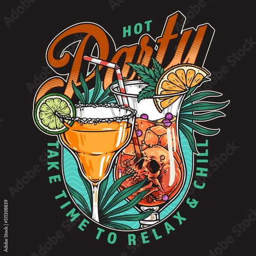 Beach drink colorful vintage flyer