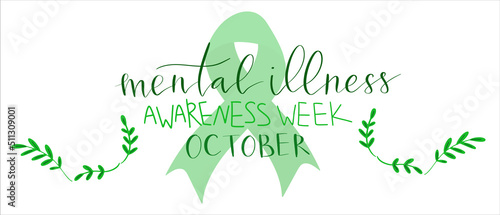Mental Illness Awareness Week hand drawn brush lettering card template